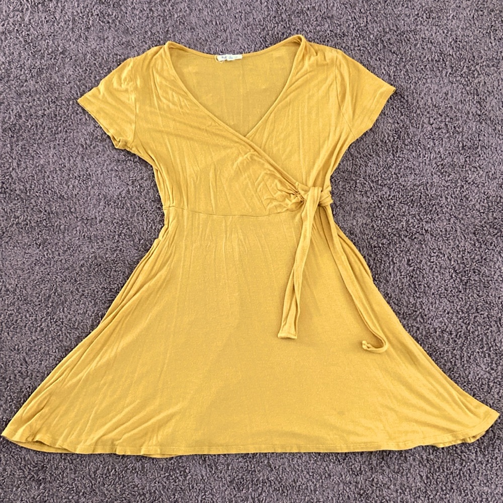 Rolla Coster Cross Wrap Style Dress Size M Mustard Yellow